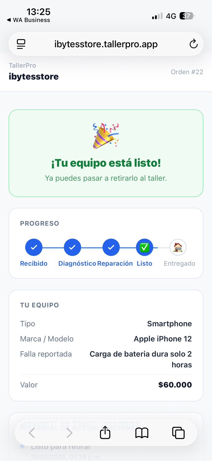TallerPro - Tracking cliente